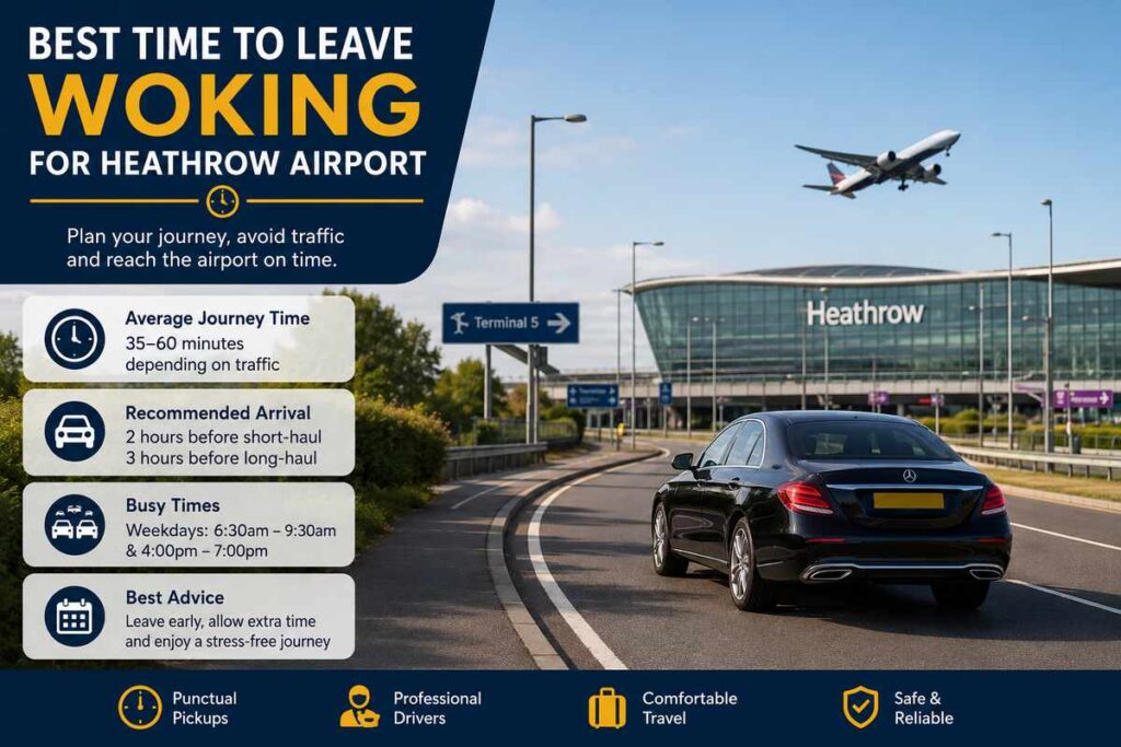 Best time to leave Woking for Heathrow Airport